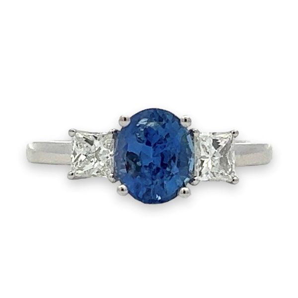 14kt White Gold Three Stone Sapphire and Diamond Ring Becky Beauchine Kulka Diamonds and Fine Jewelry Okemos, MI