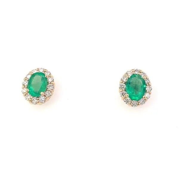 14kt Yellow Gold Emerald and Diamond Stud Earrings Becky Beauchine Kulka Diamonds and Fine Jewelry Okemos, MI