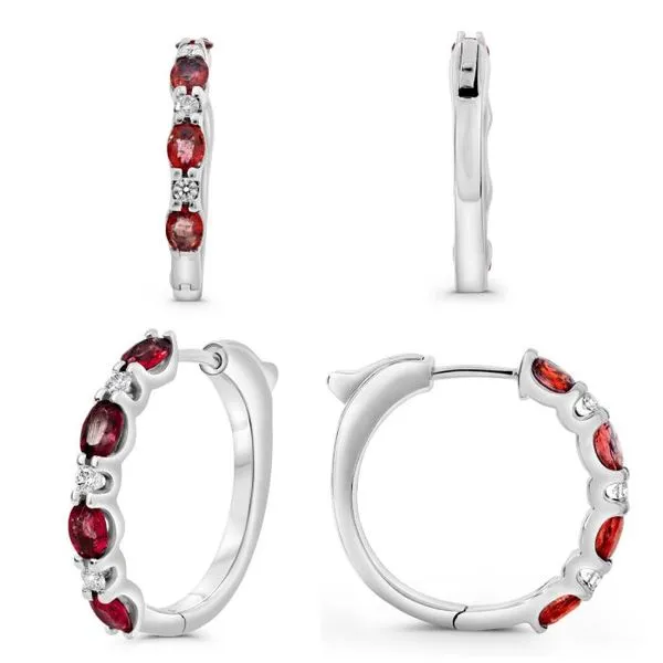 14kt White Gold Ruby and Diamond Hoop Earrings similar item image