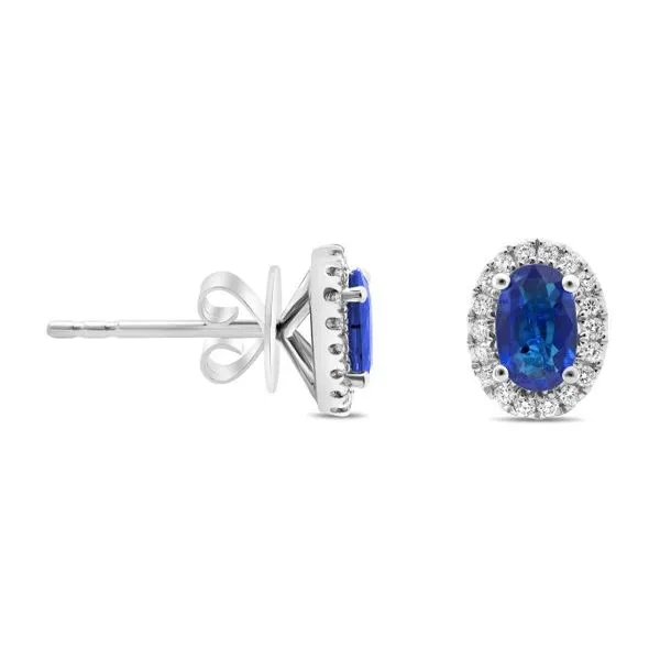 18kt White Gold Oval Sapphires and Diamond Halo Stud Earrings Becky Beauchine Kulka Diamonds and Fine Jewelry Okemos, MI