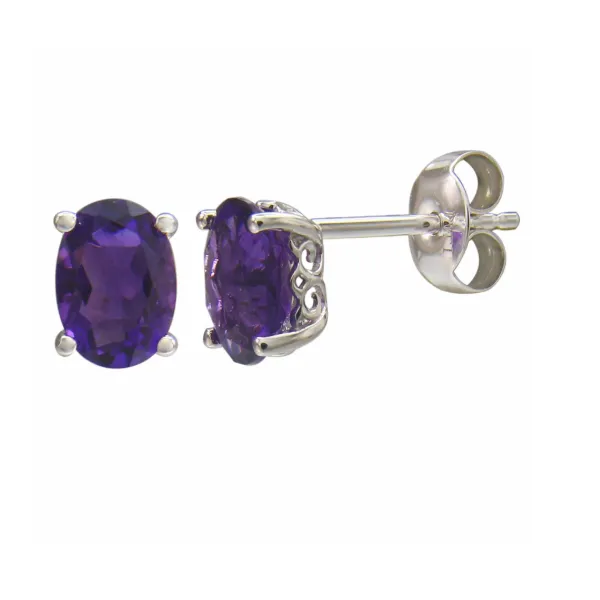 14kt White Gold Amethyst Stud Earrings Becky Beauchine Kulka Diamonds and Fine Jewelry Okemos, MI
