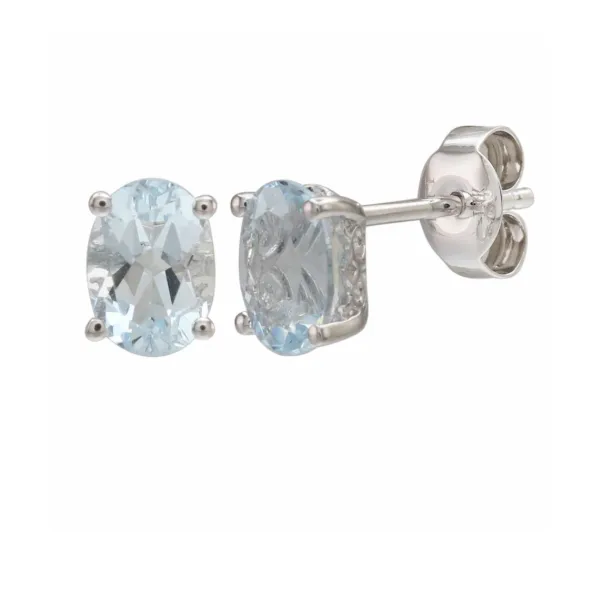 14kt White Gold Aquamarine Stud Earrings