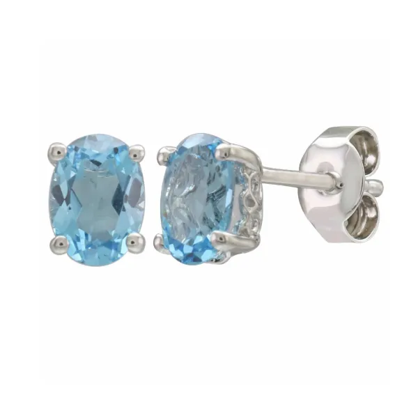 14kt White Gold Swiss Blue Topaz Stud Earrings similar item image