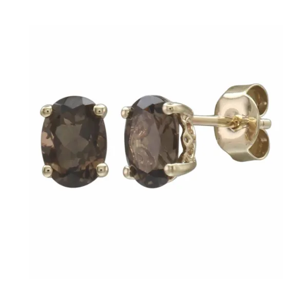 14kt Yellow Gold Smokey Quartz Stud Earrings
