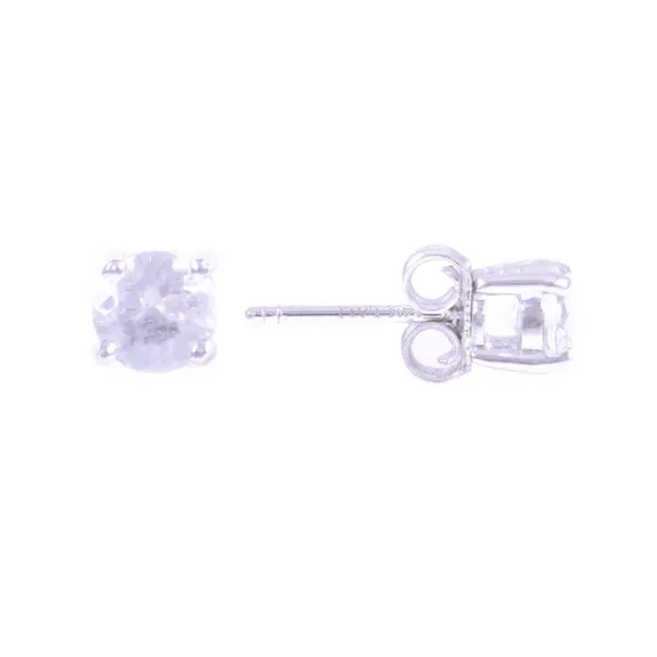 14kt White Gold White Topaz Stud Earrings
