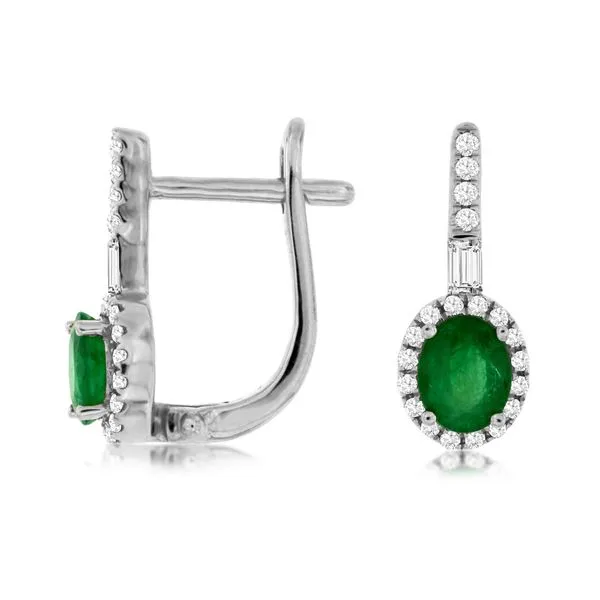 14kt White Gold Emerald and Diamond Drop Earrings Becky Beauchine Kulka Diamonds and Fine Jewelry Okemos, MI