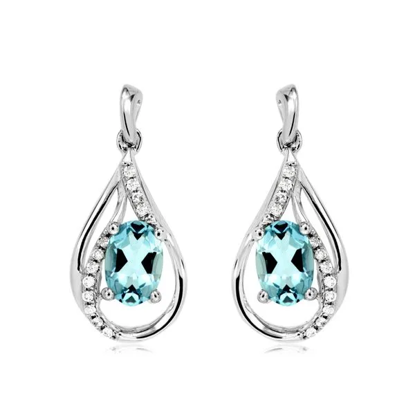 14kt White Gold Aquamarine and Diamond Teardrop Earrings