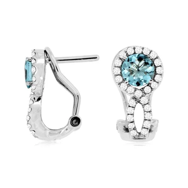 14kt White Gold Aquamarine and Diamond Earrings