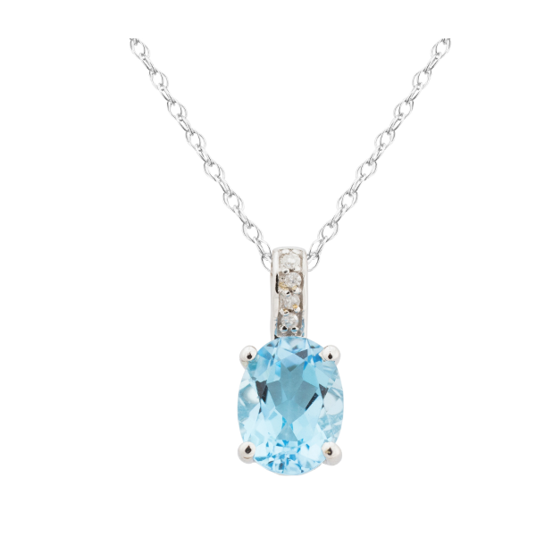 14kt White Gold Ova Blue Topaz Pendant Becky Beauchine Kulka Diamonds and Fine Jewelry Okemos, MI