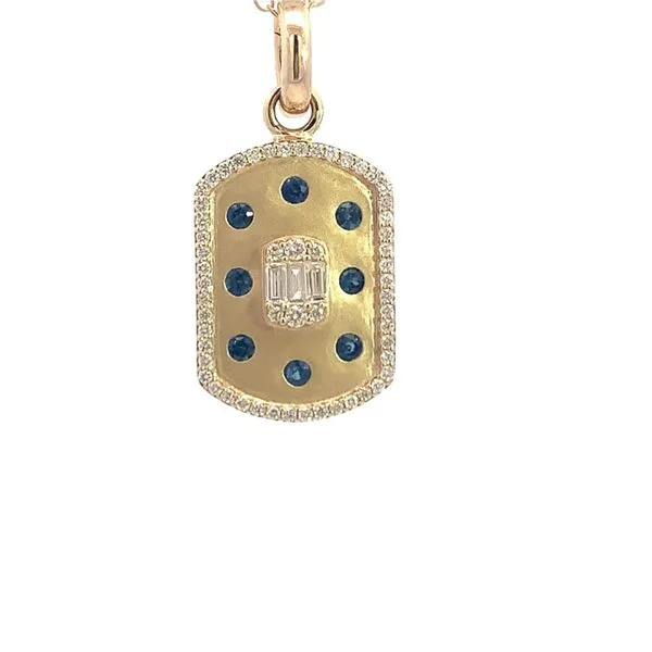 14kt Brushed Yellow Gold Pendant with Diamonds and Sapphires similar item image
