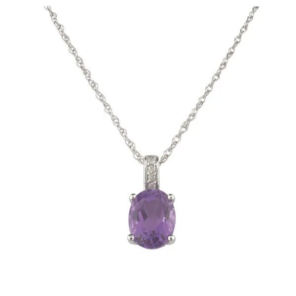14kt White Gold Oval Amethyst Pendant similar item image