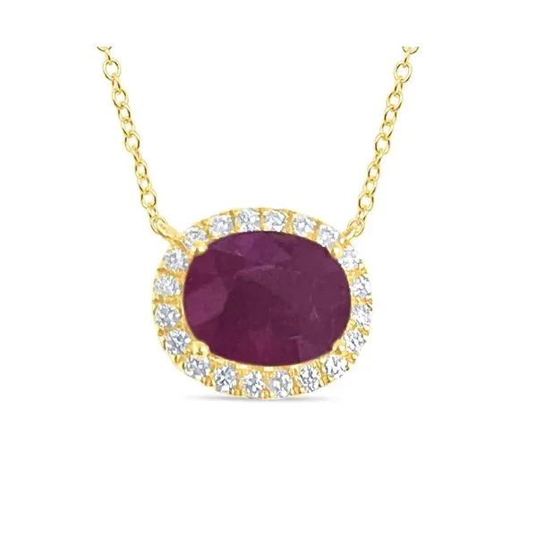 14kt Yellow Gold Ruby and Diamond Halo Pendant Becky Beauchine Kulka Diamonds and Fine Jewelry Okemos, MI
