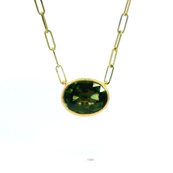 18kt Yellow Gold Green Sapphire Paperclip Neklace Becky Beauchine Kulka Diamonds and Fine Jewelry Okemos, MI