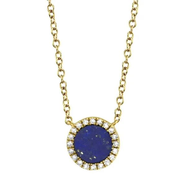 Diamond Halo and Lapis Stone Necklace Becky Beauchine Kulka Diamonds and Fine Jewelry Okemos, MI