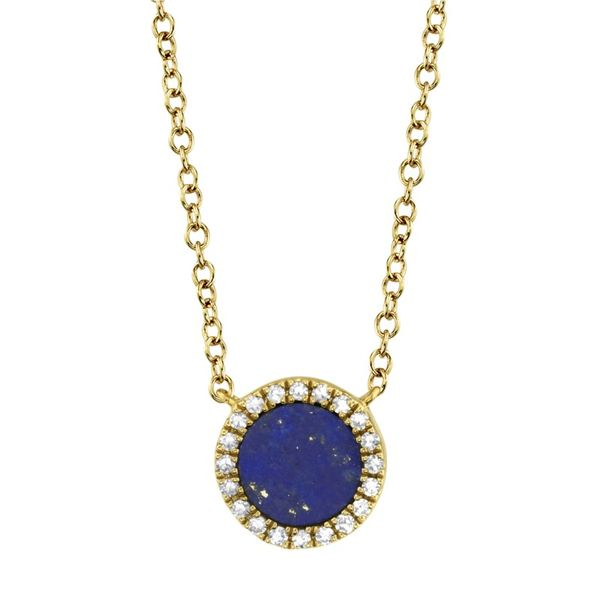 Diamond Halo and Lapis Stone Necklace Becky Beauchine Kulka Diamonds and Fine Jewelry Okemos, MI