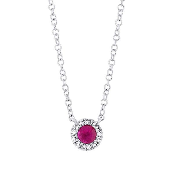 Diamond and Ruby Halo Necklace Becky Beauchine Kulka Diamonds and Fine Jewelry Okemos, MI