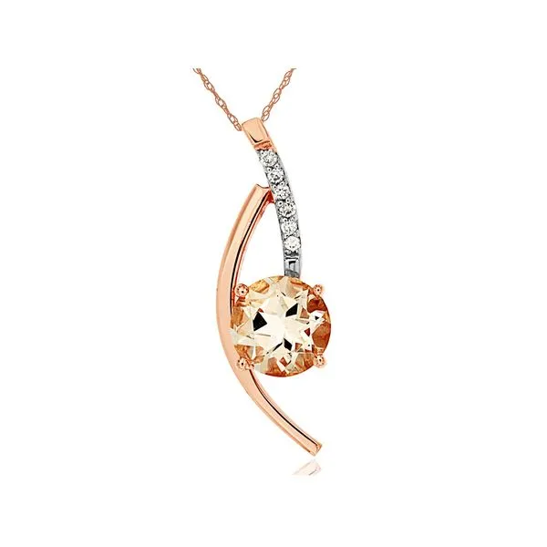 14kt Rose Gold Diamond and Morganite Freeform Necklace