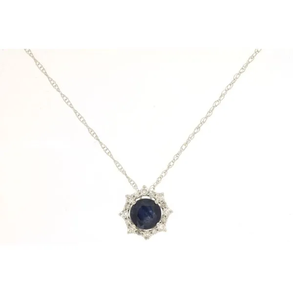 14kt White Gold Sapphire and Dimaond Halo Pendant Becky Beauchine Kulka Diamonds and Fine Jewelry Okemos, MI