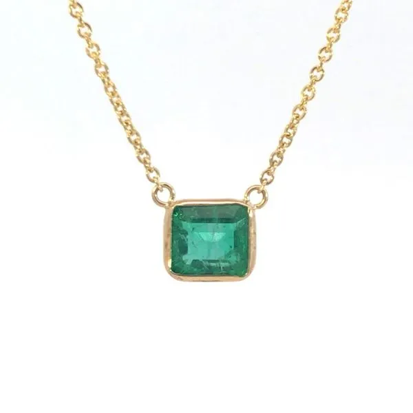 14kt Yellow Gold Bezel Set Emerald Cut Emerald Necklace Becky Beauchine Kulka Diamonds and Fine Jewelry Okemos, MI