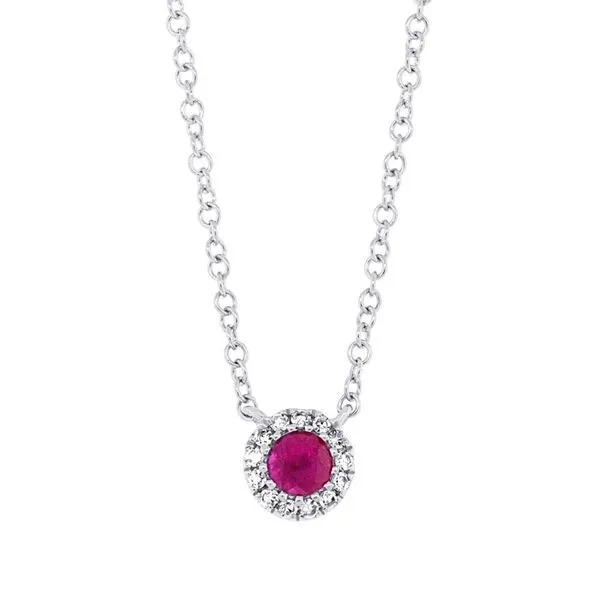 Diamond and Ruby Halo Necklace Becky Beauchine Kulka Diamonds and Fine Jewelry Okemos, MI