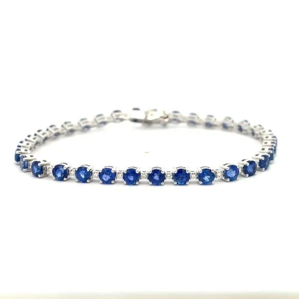 14kt White Gold Diamond and Sapphire Tennis Bracelet similar item image