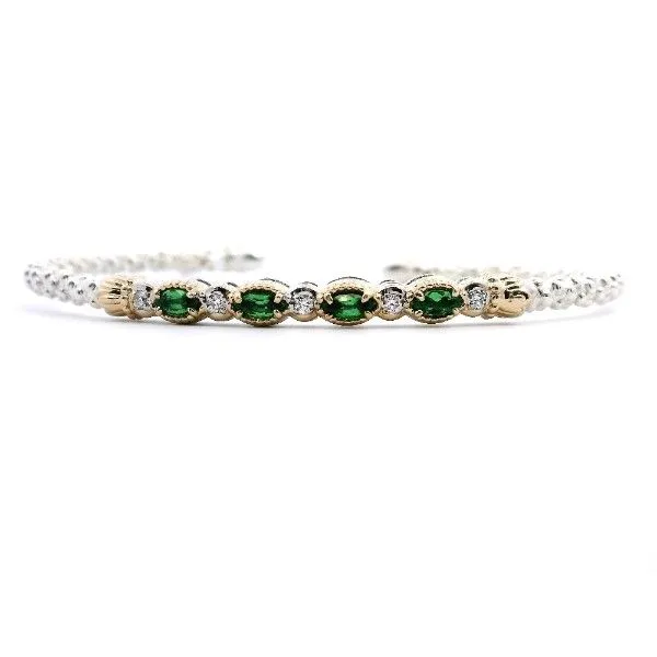 14kt Yellow Gold And Sterling Silver Diamond and Tsavorit...