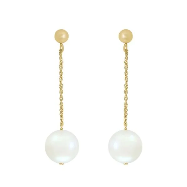 14kt Yellow Gold and Freshwater Pearl Drop Earrings Becky Beauchine Kulka Diamonds and Fine Jewelry Okemos, MI