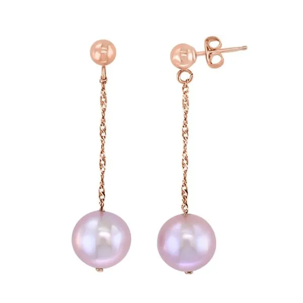 14kt Rose Gold and Pinnk Freshwater Pearl Drop Earrings