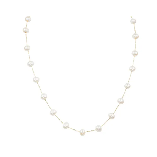 14kt Yellow Gold Tin Cup Freshwater Pearl Necklace Becky Beauchine Kulka Diamonds and Fine Jewelry Okemos, MI