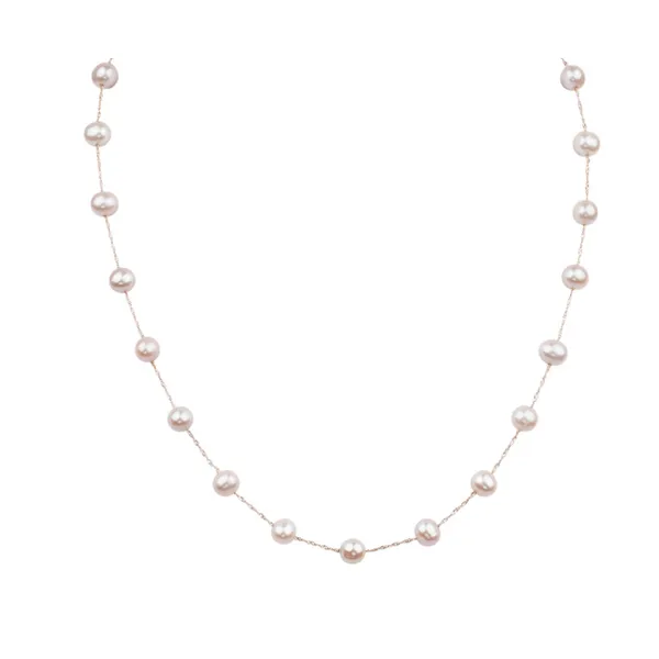 14kt Rose Gold and Pink Frshwater Tin Cup Pearl Necklace similar item image