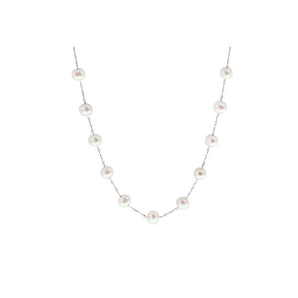 14kt White Gold Freshwater Tin Cup Pearl Necklace Becky Beauchine Kulka Diamonds and Fine Jewelry Okemos, MI