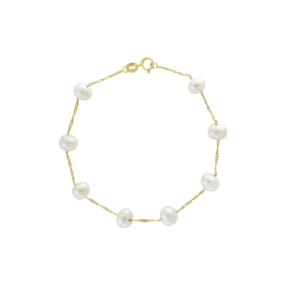 14kt Yellow Gold and White Freshwater Pearl Bracelet Becky Beauchine Kulka Diamonds and Fine Jewelry Okemos, MI