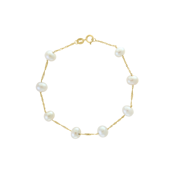 14kt Yellow Gold and White Freshwater Pearl Bracelet Becky Beauchine Kulka Diamonds and Fine Jewelry Okemos, MI