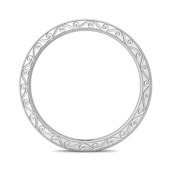 14kt White Gold Engraved Wedding Band By Martin Flyer