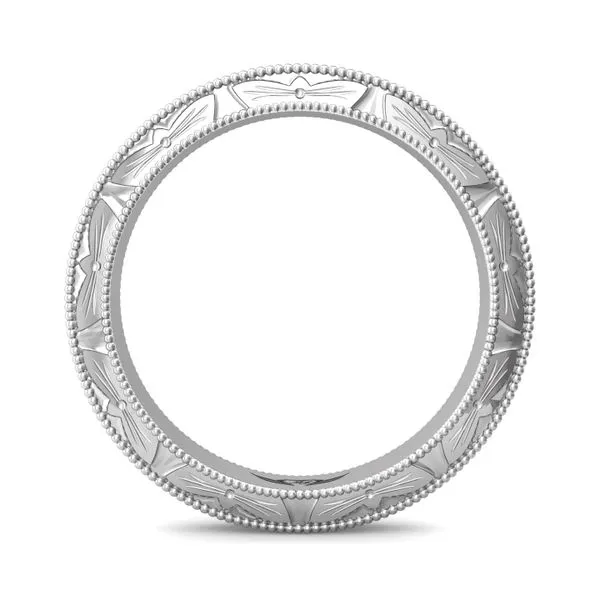 14kt White Gold Engraved Wedding Band by Martin Flyer
