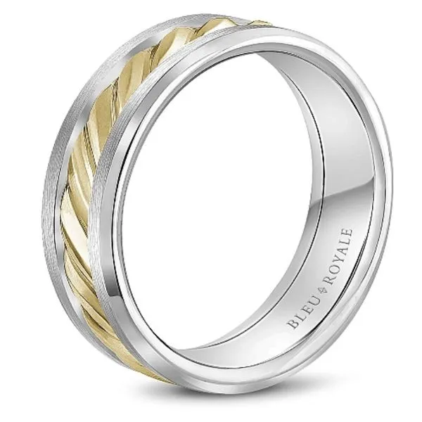 Bleu Royale 14kt TwoTone Gold Men's Band withTwist Detail Image 3 Becky Beauchine Kulka Diamonds and Fine Jewelry Okemos, MI