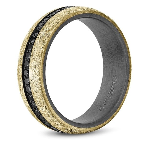 Bleu Royale 14kt Yellow Gold and Tantalum Men's Band with Black Diamonds Image 3 Becky Beauchine Kulka Diamonds and Fine Jewelry Okemos, MI