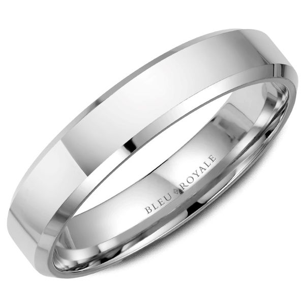 Bleu Royale 14kt White Gold Men's Band with High Polish Finish Becky Beauchine Kulka Diamonds and Fine Jewelry Okemos, MI