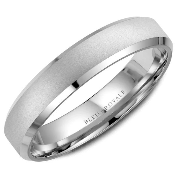 Bleu Royale 14kt White Gold Men's Band with Sandblast Finish Becky Beauchine Kulka Diamonds and Fine Jewelry Okemos, MI