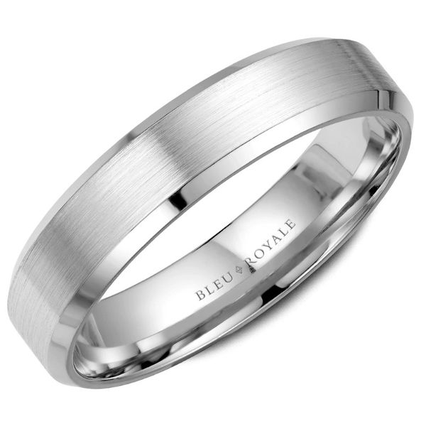 Bleu Royale 14kt White Gold Men's Band with Sandpaper Finish Becky Beauchine Kulka Diamonds and Fine Jewelry Okemos, MI