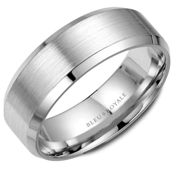 Bleu Royale 14kt White Gold Men's Band with a Sandpaper Finish Becky Beauchine Kulka Diamonds and Fine Jewelry Okemos, MI
