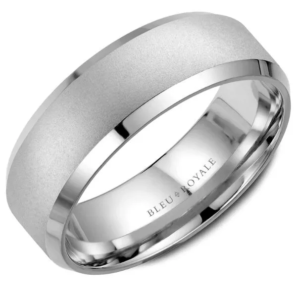 Bleu Royale 14kt White Gold Men's Band with a Sandblast Finish Becky Beauchine Kulka Diamonds and Fine Jewelry Okemos, MI