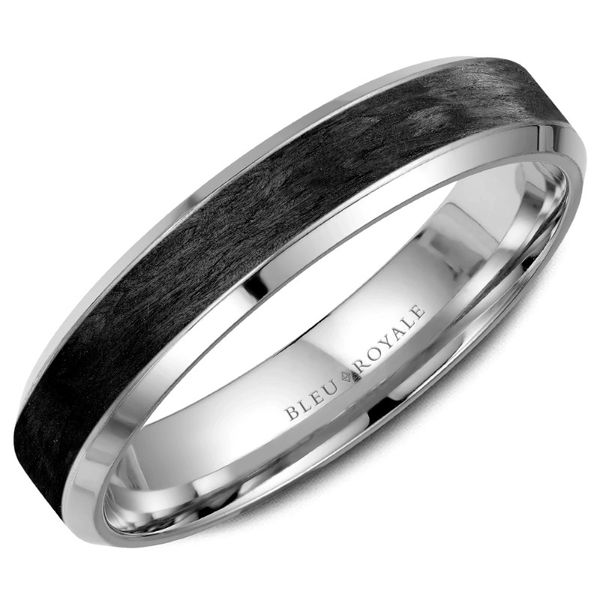 Bleu Royale 14kt White Gold and Carbon Fiber Inlay Men's Band Becky Beauchine Kulka Diamonds and Fine Jewelry Okemos, MI