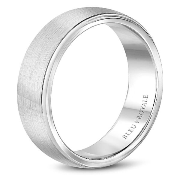 14kt White Gold Men's Wedding Band With A Sandpaper Finish By Bleu Royale Image 3 Becky Beauchine Kulka Diamonds and Fine Jewelry Okemos, MI