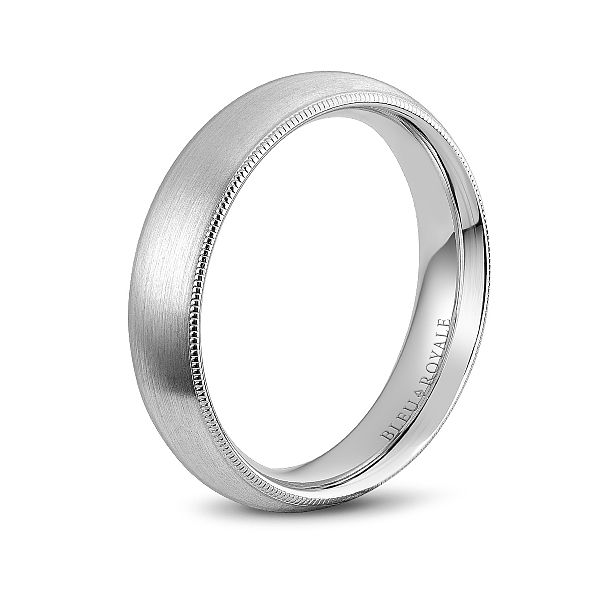 14kt White Gold Men's Wedding Band With A Sandpaper Finish And Milgrain Detail By Bleu Royale Image 2 Becky Beauchine Kulka Diamonds and Fine Jewelry Okemos, MI