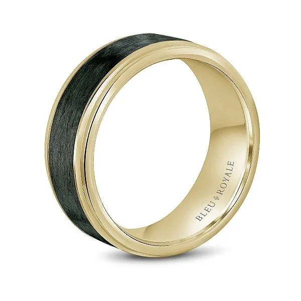 14kt Yellow Gold and Carbon Fiber Men's Wedding Band By Bleu Royale Image 3 Becky Beauchine Kulka Diamonds and Fine Jewelry Okemos, MI