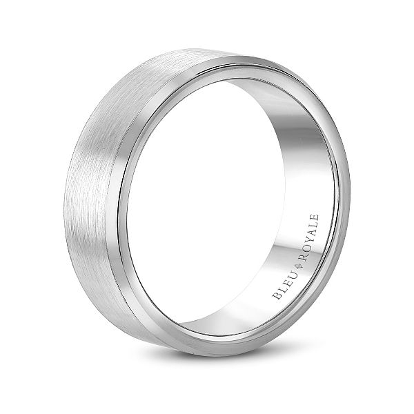 14kt White Gold Men's Wedding Band with A Sandpaper Finish By Bleu Royale Image 3 Becky Beauchine Kulka Diamonds and Fine Jewelry Okemos, MI