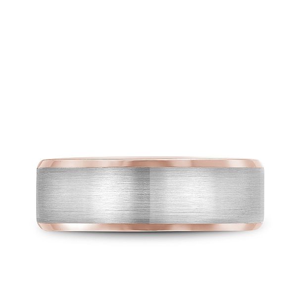 14kt Two Tone White And Rose Gold Men's Wedding Band With A Sandpaper Finish By Bleu Royale Image 3 Becky Beauchine Kulka Diamonds and Fine Jewelry Okemos, MI