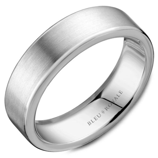 14kt White Gold Men's Wedding Band With A Sadnpaper Finish By Bleu Royale Becky Beauchine Kulka Diamonds and Fine Jewelry Okemos, MI