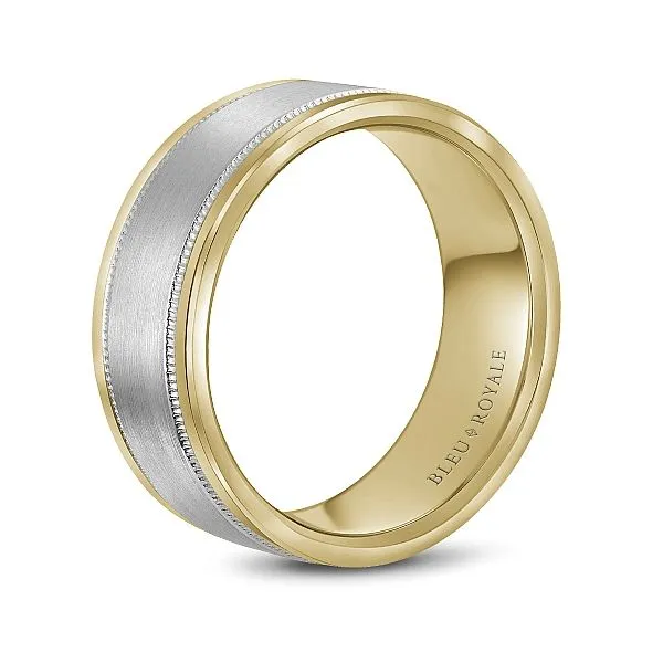 14kt Two Tone White And Yellow Gold Men's Wedding band By  Bleu Royale Image 2 Becky Beauchine Kulka Diamonds and Fine Jewelry Okemos, MI